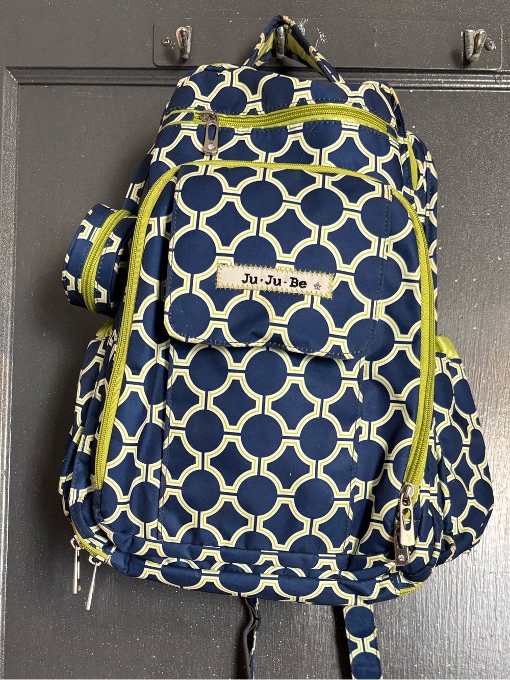 Ju-Ju-Be Navy & Lime Geometric diaper Backpack